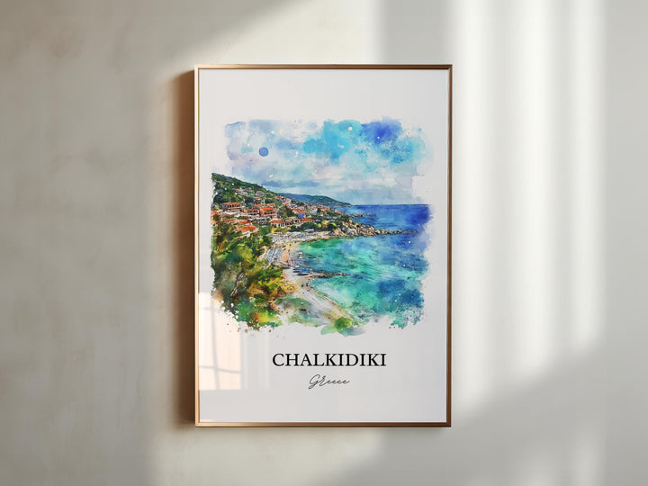 Chalkidiki Wall Art, Halkidiki Print, Greece Watercolor Art, Chalkidiki Greece Gift, Travel Print, Travel Poster, Housewarming Gift