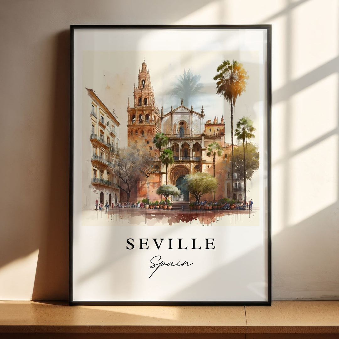 Seville Spain wall art - Spain, Spain poster, Seville Espana Wedding gift, Birthday present, Custom Text, Personalised Gift