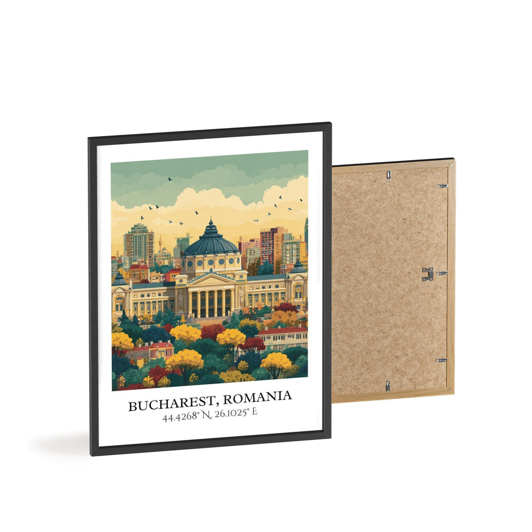Bucharest Art, Bucharest Retro Travel Art, Bucharest Home Decor, Romania Gift, Romania Travel Art, Travel Prints, Housewarming Gift