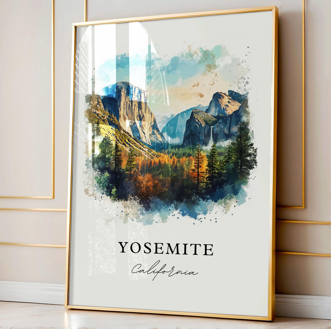 Yosemite Wall Art, Yosemite National Park Print, Yosemite Watercolor Art, Yosemite Park Gift,