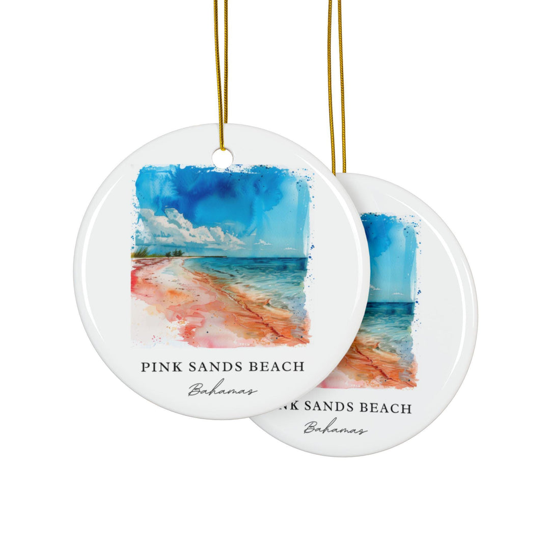 Pink Sands Beach Ornament: Unique Bahamas Souvenir, Bahamas Xmas Decor, and Authentic Pink Sands Beach Gift