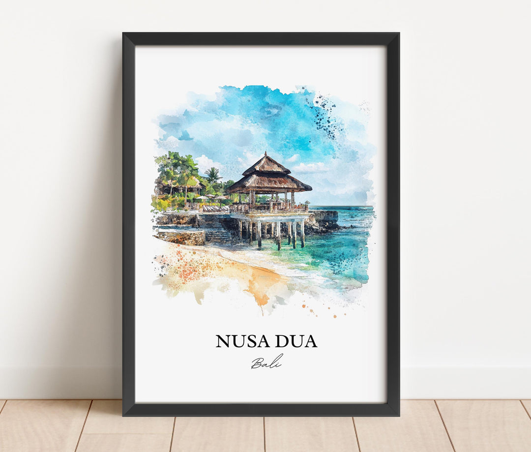 Nusa Dua Wall Art, Bali Beach Print, Bali Watercolor Art, Nusa Dua Bali Gift, Travel Print, Travel Poster, Housewarming Gift