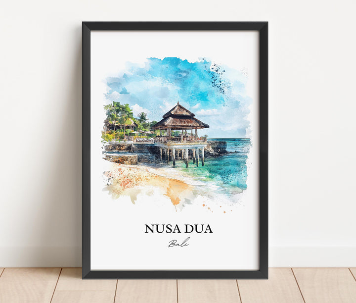 Nusa Dua Wall Art, Bali Beach Print, Bali Watercolor Art, Nusa Dua Bali Gift, Travel Print, Travel Poster, Housewarming Gift