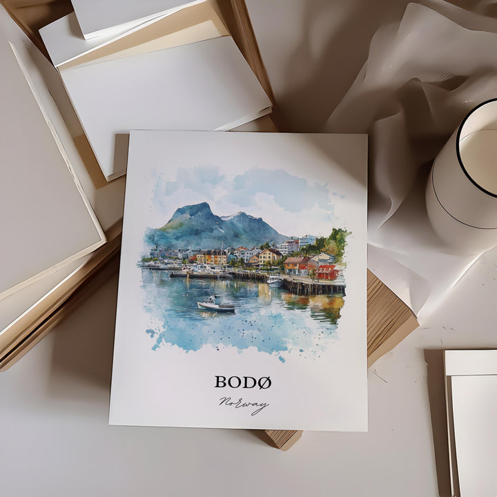 Bodø, Norway – Watercolor Art Print