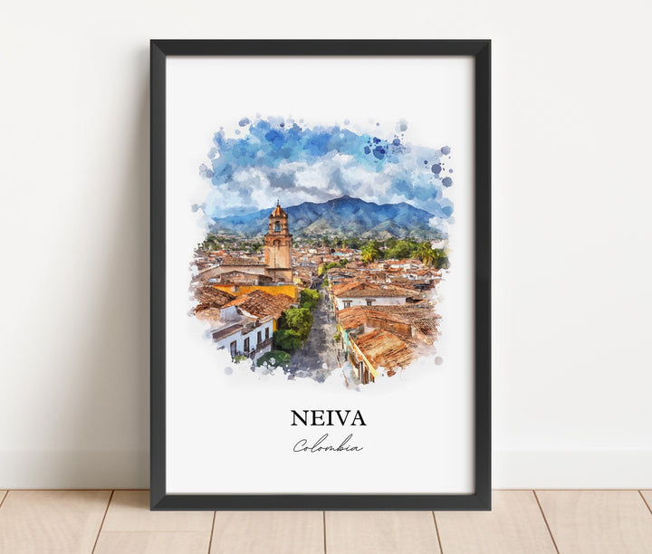Neiva Colombia Wall Art, Dept of Huila Print, Colombia Watercolor Art, Neiva Colombia Gift, Travel Print, Travel Poster, Housewarming Gift