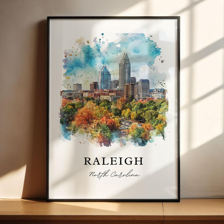 Raleigh NC Wall Art, Raleigh Print, Raleigh Watercolor Art, Raleigh North Carolina Gift, Travel Poster, Housewarming Gift