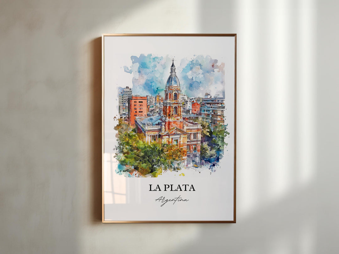 La Plata Argentina Wall Art, Buenos Aires Print, Argentina Watercolor Art, La Plata Gift, Travel Print, Travel Poster, Housewarming Gift