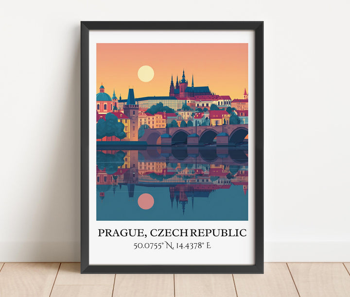 Prague Art, Prague CZ Retro Travel Art, Prague Home Decor, Prague Gift, Czech Republic Travel Art, Travel Prints, Housewarming Gift