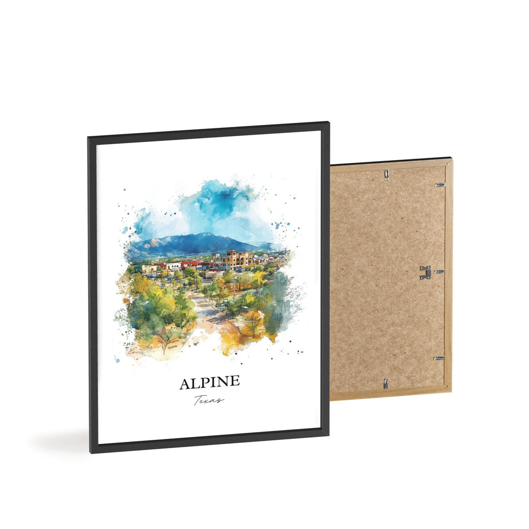 Alpine Texas Wall Art, Brewster County Print, Texas Watercolor Art, Alpine Texas Gift, Travel Print, Travel Poster, Housewarming Gift