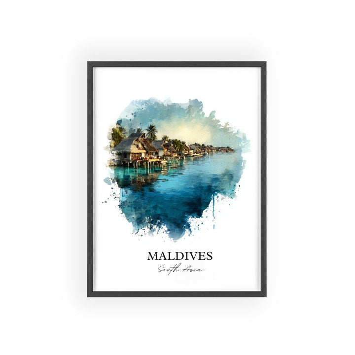 Maldives Wall Art, Maldives Print, Maldives Watercolor Art, Maldives Gift, Travel Print, Travel Poster, Housewarming Gift