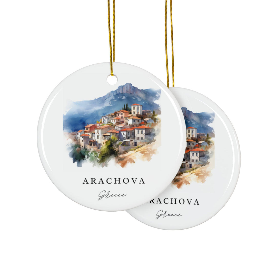 Arachova Ornament: Unique Arachova Greece Souvenir, Greece Xmas Decor, and Authentic Greece Gift