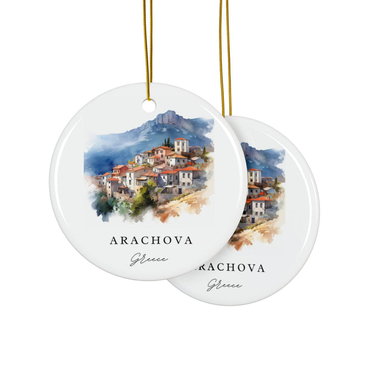 Arachova Ornament: Unique Arachova Greece Souvenir, Greece Xmas Decor, and Authentic Greece Gift