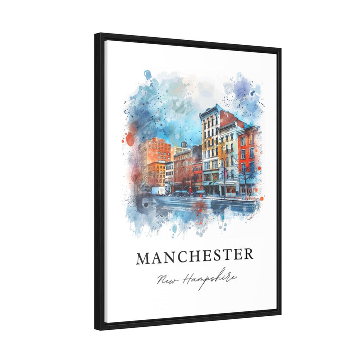 Manchester NH Art, Manchester Print, Manchester NH Watercolor, Manchester New Hampshire Gift,