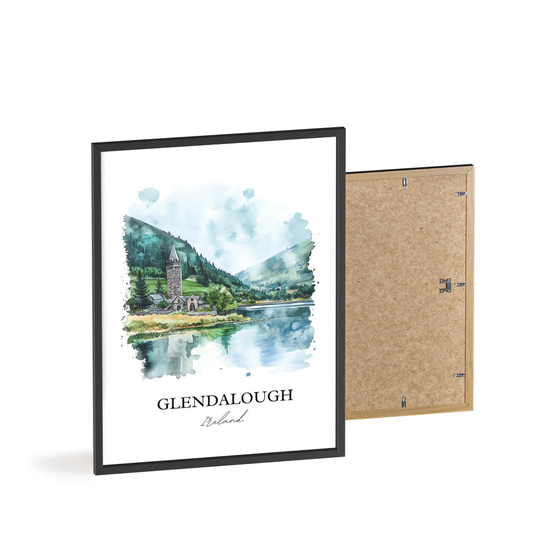 Glendalough Wall Art, County Wicklow Print, Ireland Watercolor Art, Glendalough Ireland Gift, Travel Print, Travel Poster, Housewarming Gift