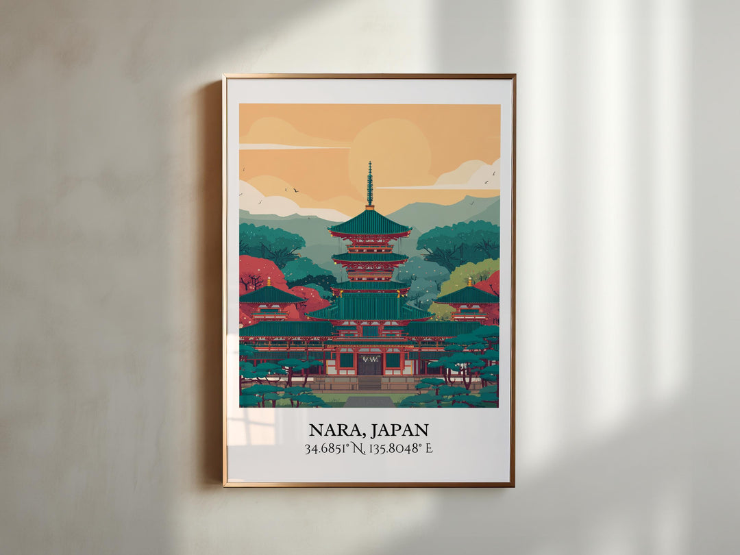 Nara Japan Art, Nara Retro Travel Art, Nara Japan Home Decor, Japan Gift, Japan Travel Art, Travel Prints, Housewarming Gift