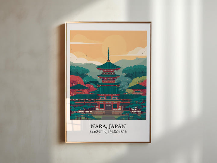 Nara Japan Art, Nara Retro Travel Art, Nara Japan Home Decor, Japan Gift, Japan Travel Art, Travel Prints, Housewarming Gift