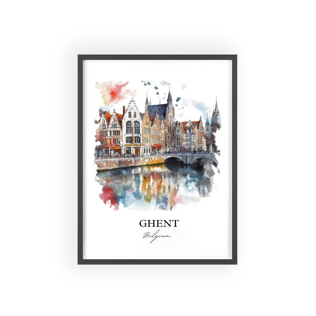 Ghent Belgium Wall Art, Ghent Print, Belgium Watercolor Art, Ghent Belgium Gift, Travel Print, Travel Poster, Housewarming Gift