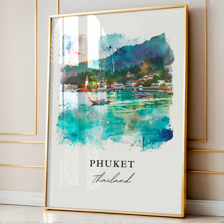 Phuket Thailand Wall Art, Phuket Print, Phuket Watercolor Art, Phuket Thailand Gift,