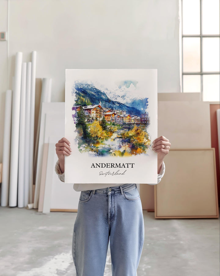 Andermatt Travel Print Wall Art Andermatt Wall Hanging Home Décor Andermatt Gift Art Lovers Switzerland Art Lover Gift Andermatt Poster