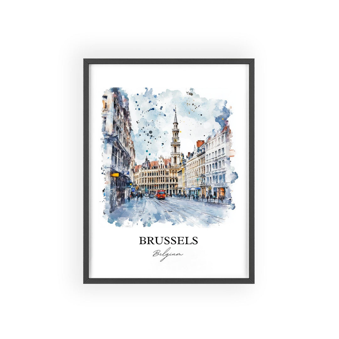 Brussels Wall Art, Brussels Print, Belgium Watercolor Art, Brussels Belgium Gift, Travel Print, Travel Poster, Housewarming Gift