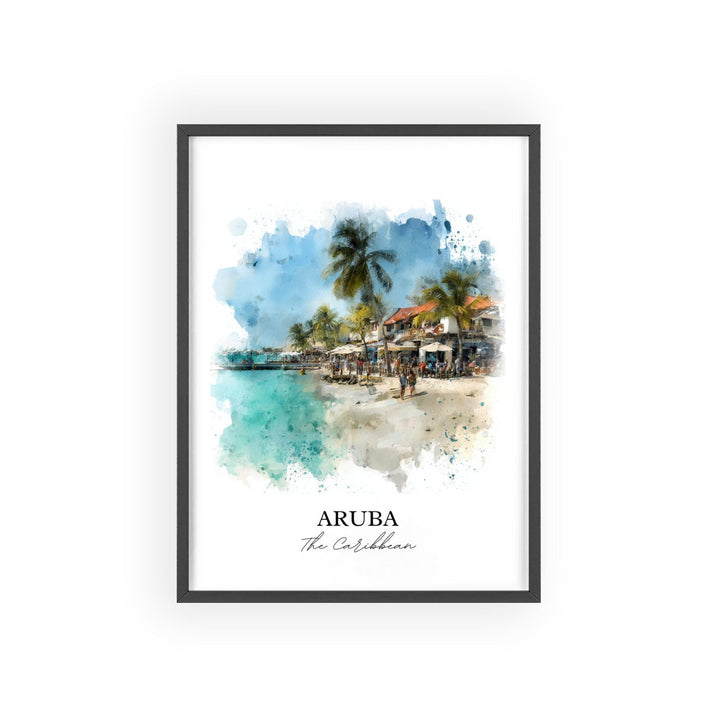 Aruba Wall Art, Aruba Print, Aruba Watercolor Art, Aruba Caribbean Gift, Travel Print, Travel Poster, Housewarming Gift