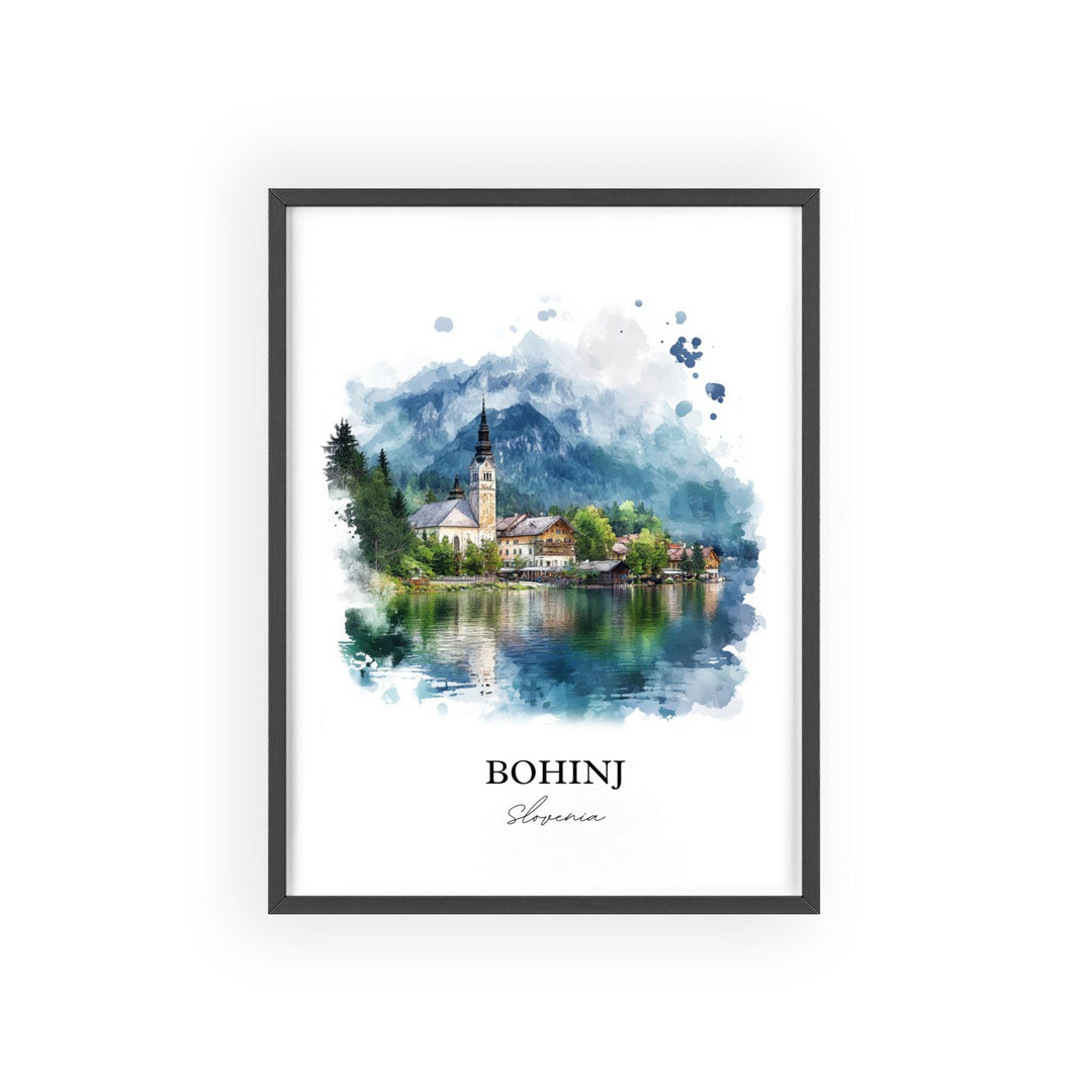 Bohinj Wall Art, Upper Carniola Region Print, Slovenia Watercolor Art, Bohinj Slovenia Gift, Travel Print, Travel Poster, Housewarming Gift