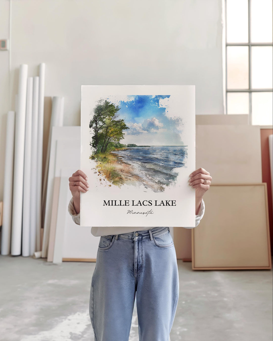 Mille Lacs Lake Wall Art, Onamia Print, Minnesota Watercolor Art, Mille Lacs Lake Gift, Travel Print, Travel Poster, Housewarming Gift