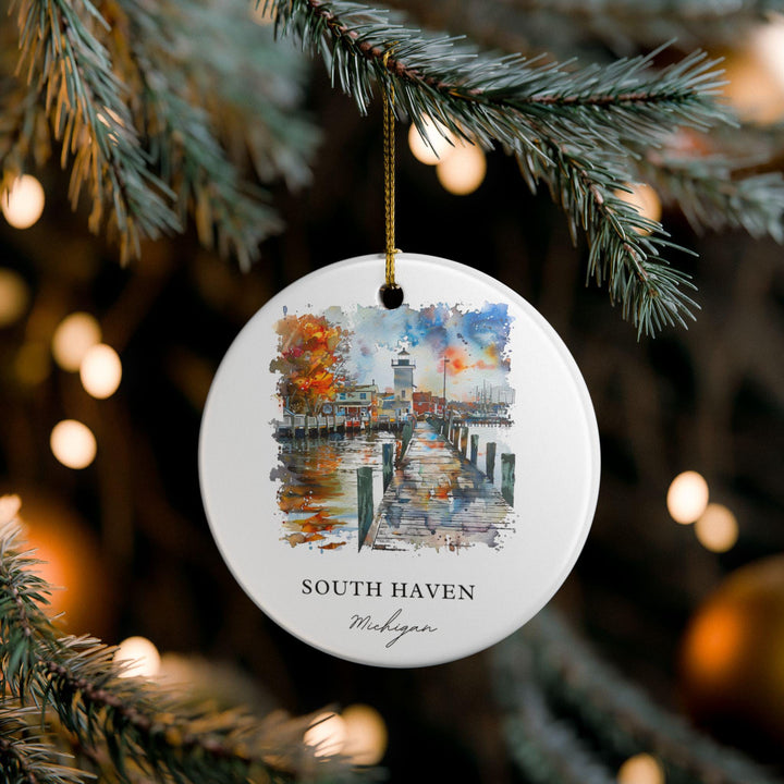 South Haven MI Ornament: Unique South Haven Souvenir, South Haven Xmas Decor, and Authentic South Haven Michigan Gift