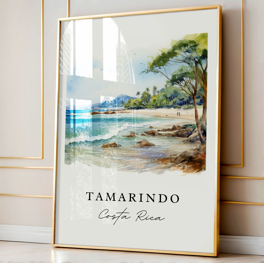 Tamarindo traditional travel art - Costa Rica, Tamarindo poster print, Wedding gift, Birthday present, Custom Text, Perfect Gift