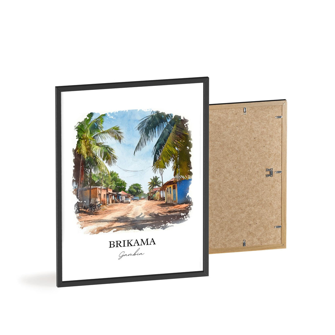 Brikama Wall Art, Gambia Print, Gambia Watercolor Art, Brikama Gambia Gift, Travel Print, Travel Poster, Housewarming Gift
