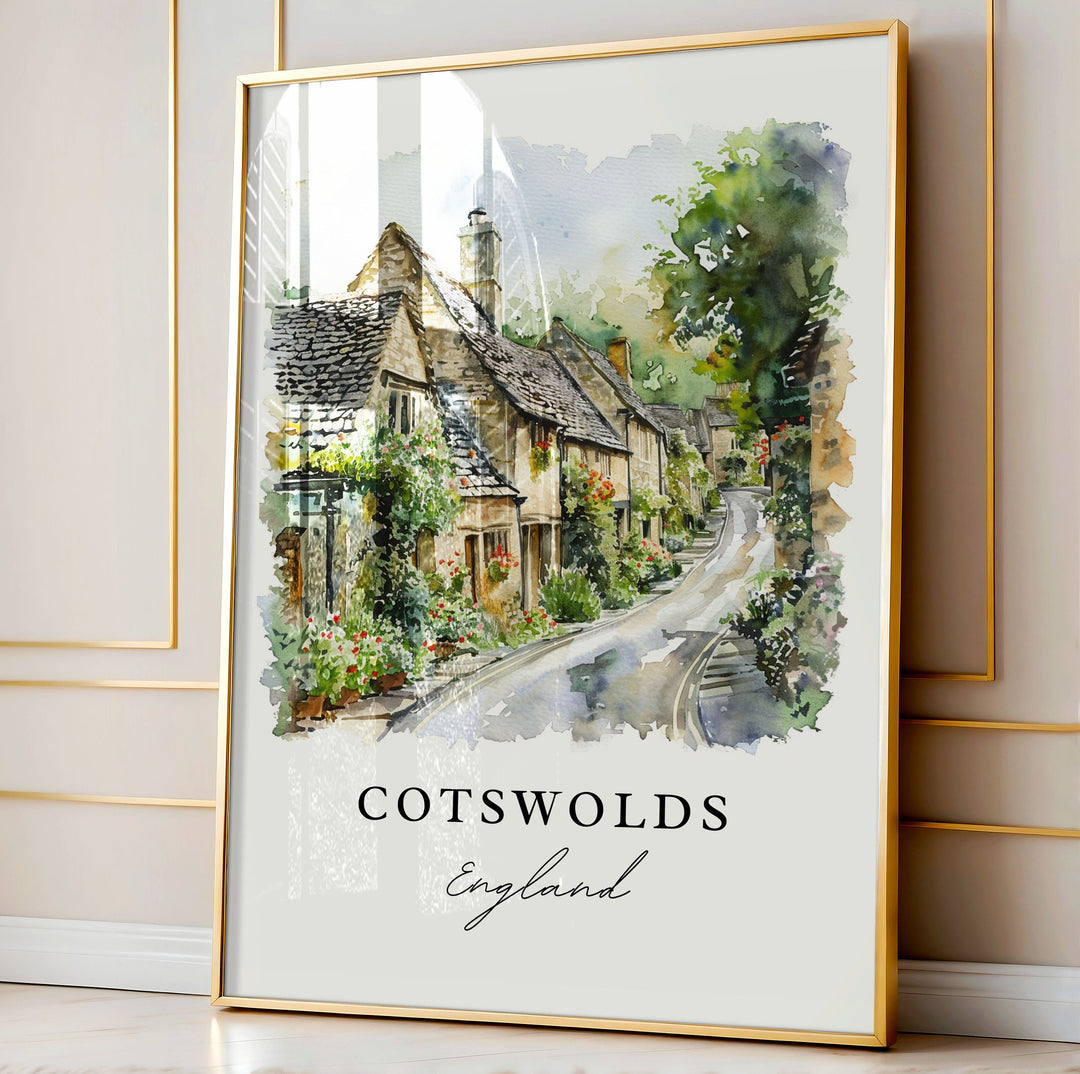 Cotswolds England Wall Art, Cotswolds Print, Cotswolds Watercolor, England Gift,