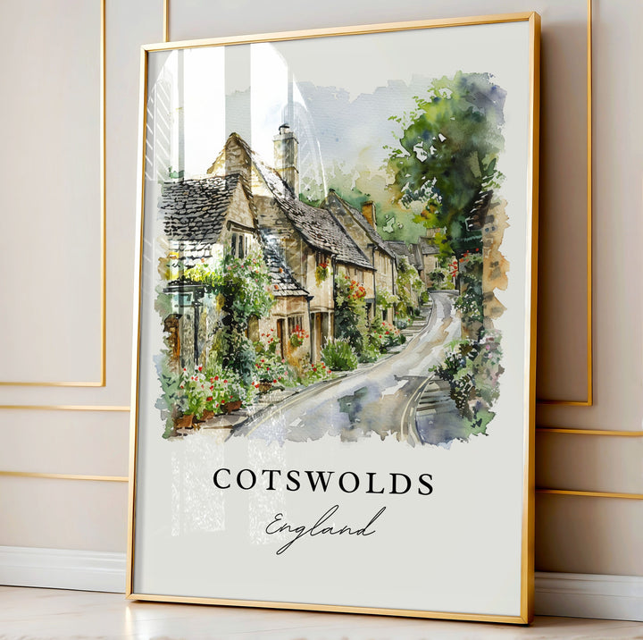 Cotswolds England Wall Art, Cotswolds Print, Cotswolds Watercolor, England Gift,