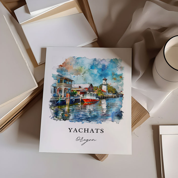 Yachats Oregon Wall Art, Lincoln County OR Print, Yachats Watercolor, Oregon Coast Gift,