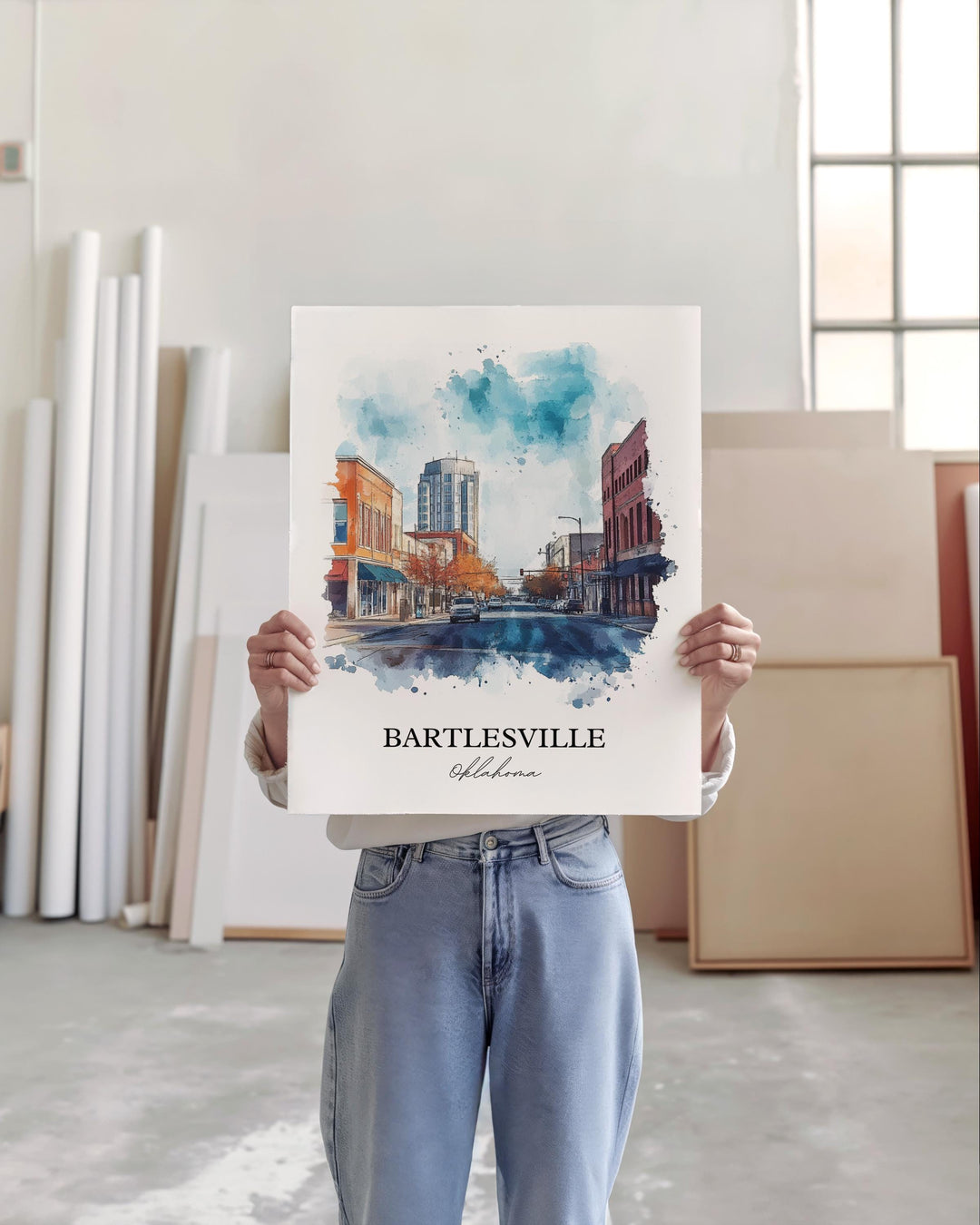 Bartlesville OK Wall Art, Bartlesville Print, Oklahoma Watercolor Art, Osage County OK Gift, Travel Print, Travel Poster, Housewarming Gift