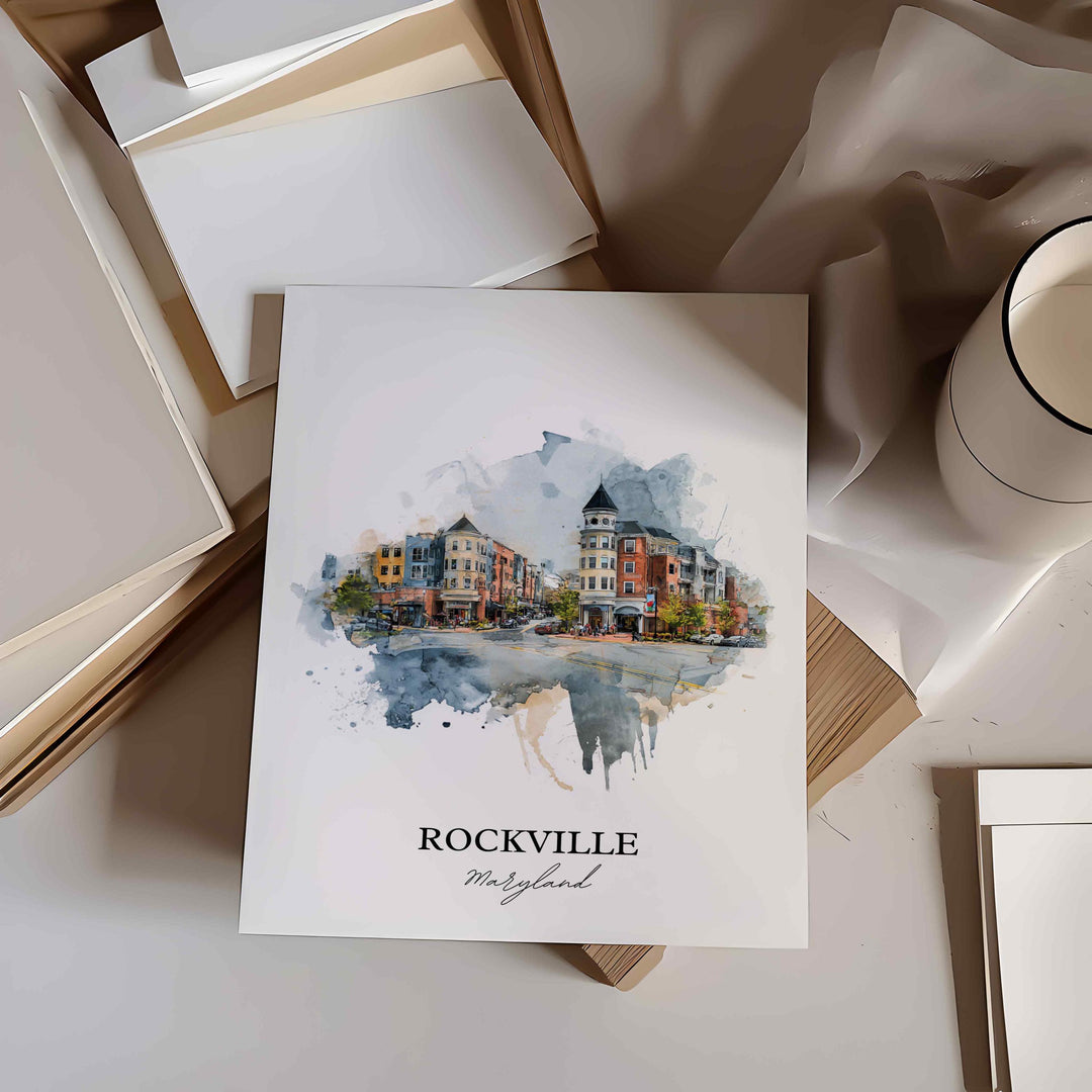Rockville, Maryland, USA – Watercolor Art Print