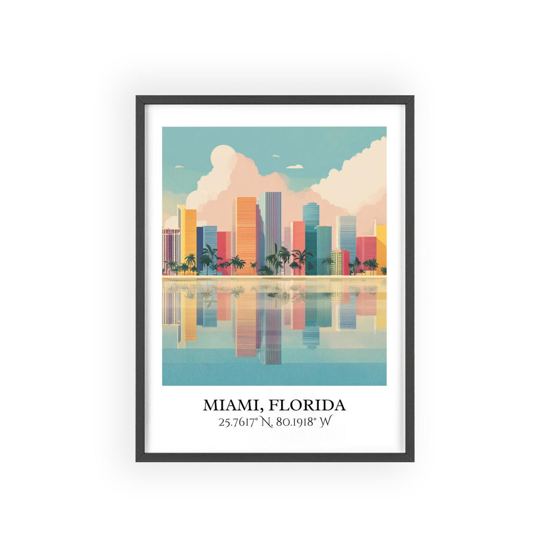 Miami FL Art, Miami Retro Travel Art, South Beach Home Decor, Miami Beach Gift, South Florida Travel Art, Travel Prints, Housewarming Gift