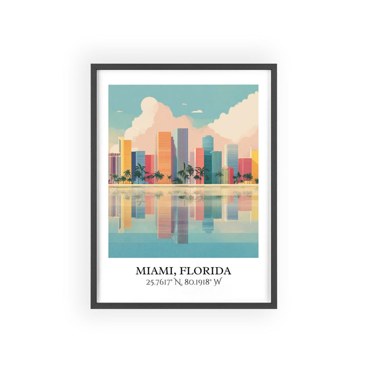 Miami FL Art, Miami Retro Travel Art, South Beach Home Decor, Miami Beach Gift, South Florida Travel Art, Travel Prints, Housewarming Gift