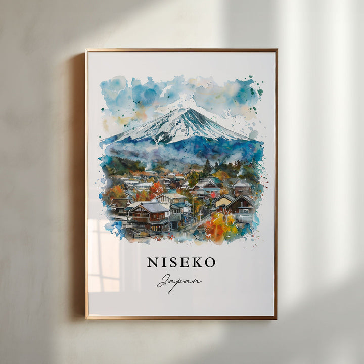 Niseko Wall Art, Niseko Japan Print, Hokkaido Japan Watercolor, Hokkaido Gift,