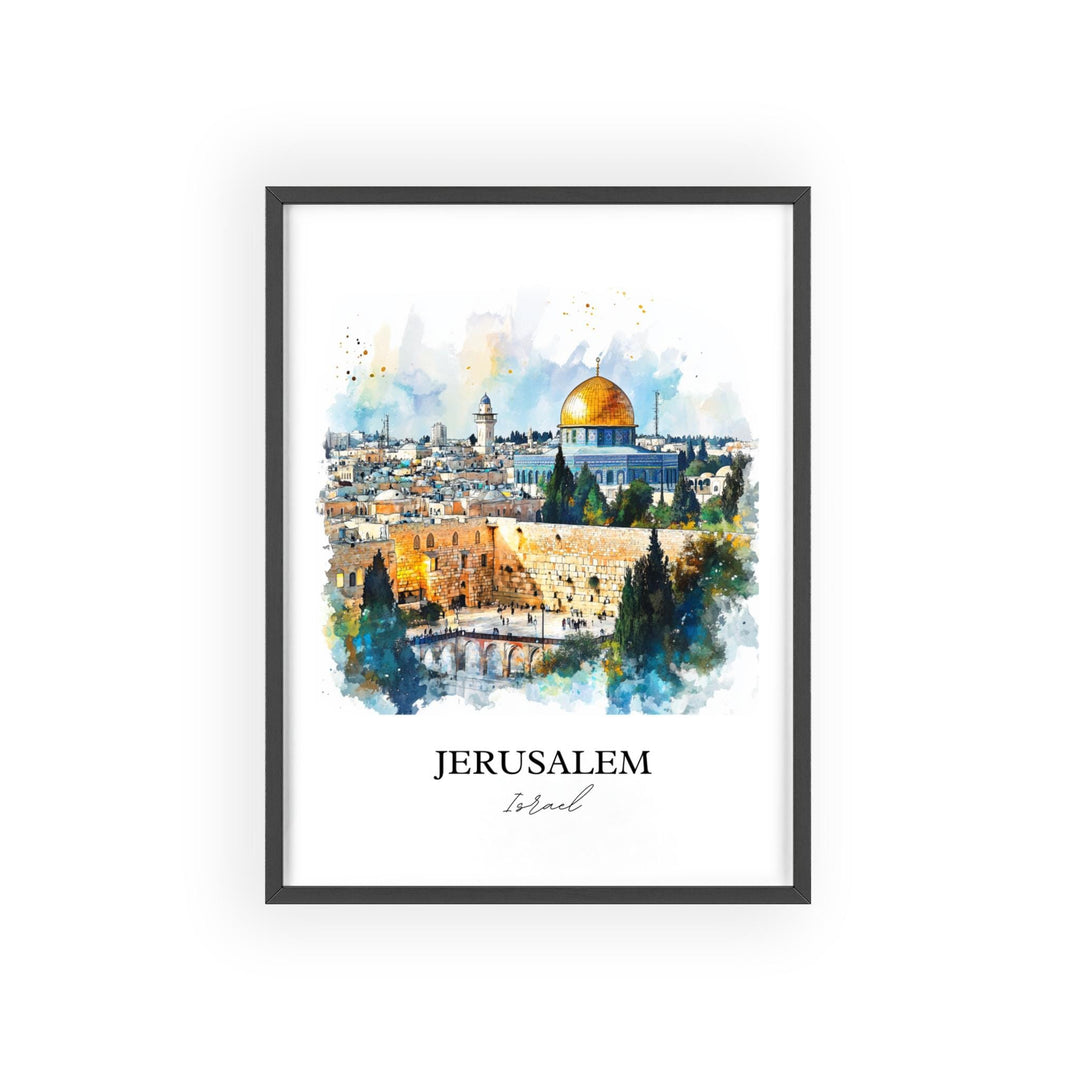 Jerusalem Wall Art, Jerusalem Israel Print, Israel Watercolor Art, Jerusalem Gift, Travel Print, Travel Poster, Housewarming Gift