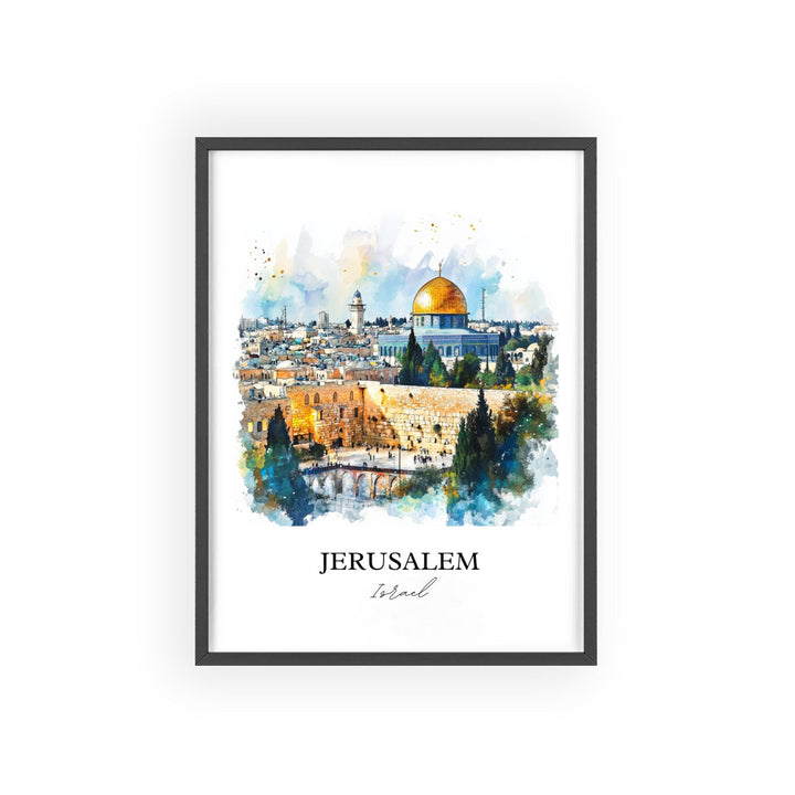 Jerusalem Wall Art, Jerusalem Israel Print, Israel Watercolor Art, Jerusalem Gift, Travel Print, Travel Poster, Housewarming Gift