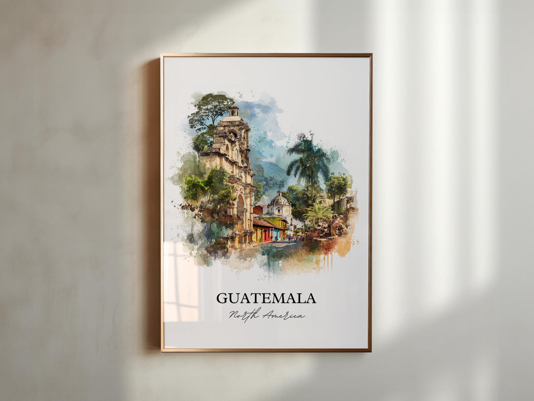 Guatemala Wall Art, Central America Print, Guatemala Watercolor Art, Guatemala Gift, Travel Print, Travel Poster, Housewarming Gift