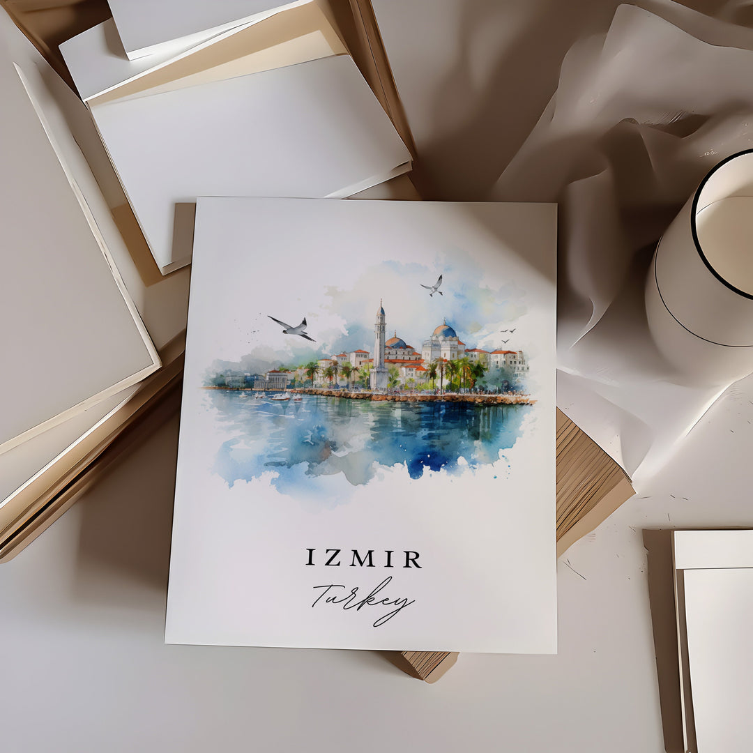 Izmir Turkey wall art - Turkey, Izmir poster print, Izmir Wedding gift, Birthday present, Custom Text, Perfect Gift for Turkish Travellers