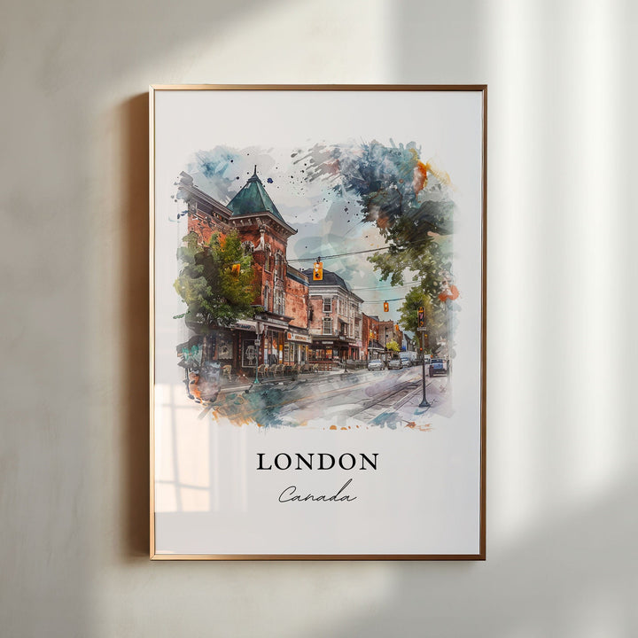 London Canada Wall Art, London Ontario Print, London Watercolor, London Lake Erie Gift,