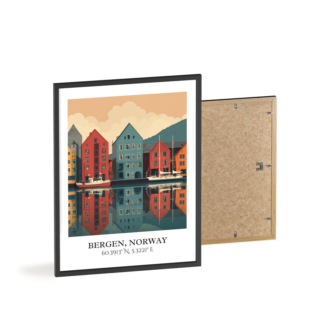 Bergen Norway Art, Bergen Retro Travel Art, Bergen Home Decor, Bergen Norway Gift, Norway Travel Art, Travel Prints, Housewarming Gift