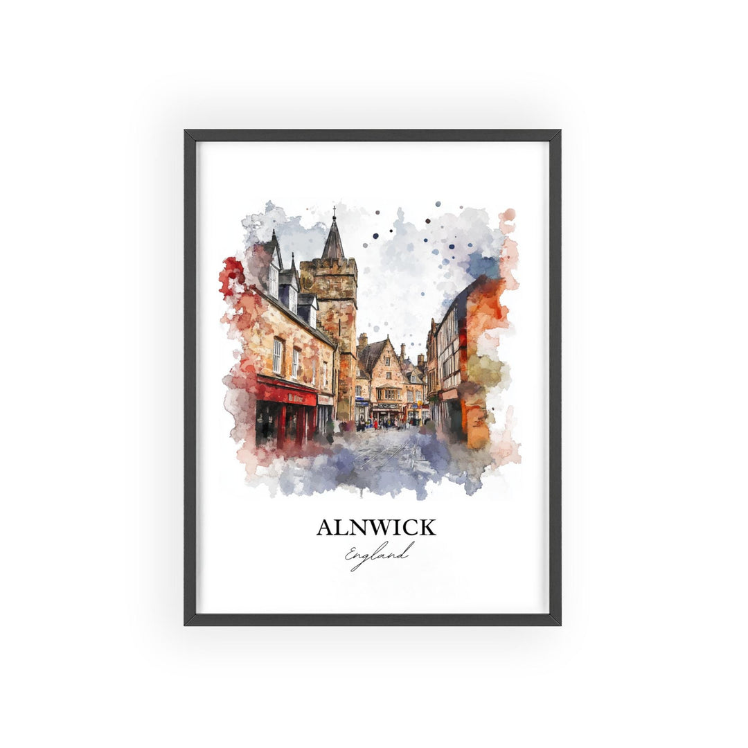 Alnwick Wall Art, Northumberland Print, England Watercolor Art, Alnwick England Gift, Travel Print, Travel Poster, Housewarming Gift