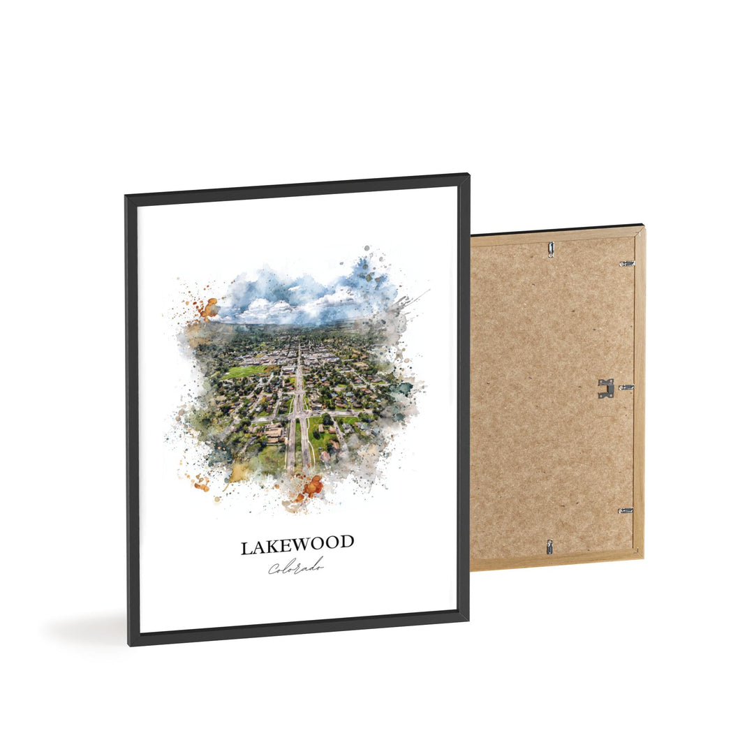 Lakewood CO Wall Art, Lakewood Print, Colorado Watercolor Art, Jefferson County CO Gift, Travel Print, Travel Poster, Housewarming Gift