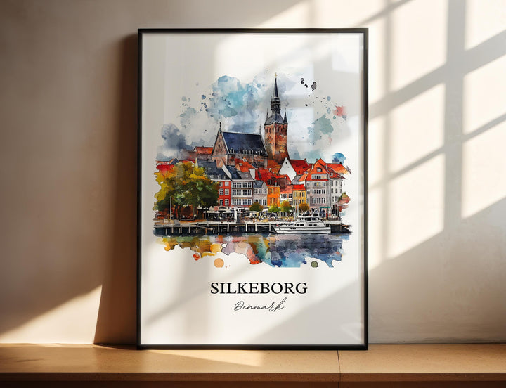 Silkeborg, Denmark – Watercolor Art Print of Jutlandic Peninsula
