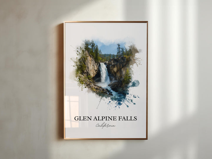 Glen Alpine Falls Wall Art, Lake Tahoe Print, California Watercolor, Glen Alpine Falls Gift, Travel Print, Travel Poster, Housewarming Gift
