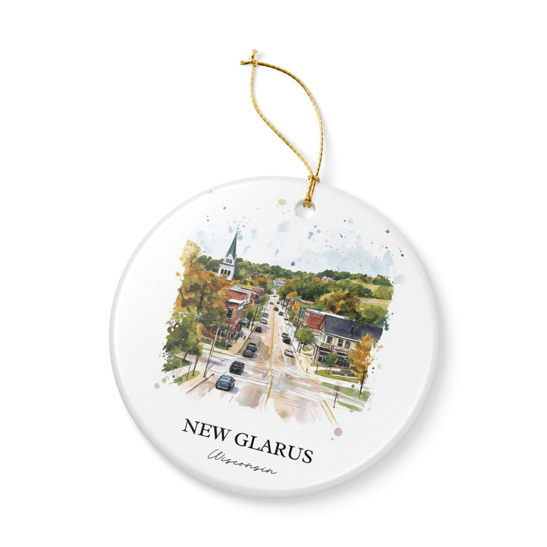 New Glarus WI Ornament: Unique New Glarus Souvenir, New Glarus Wisconsin Xmas Decor, and Authentic Wisconsin Gift