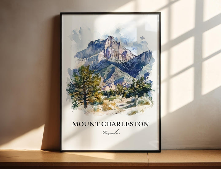 Mount Charleston NV Wall Art, Clark County Print, Nevada Watercolor, Mount Charleston Gift, Travel Print, Travel Poster, Housewarming Gift